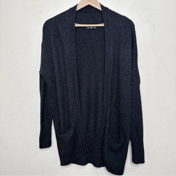 Aritzia Womens Xsmall Talula Cashmere Open Front Black Cardigan - Picture 3 of 15